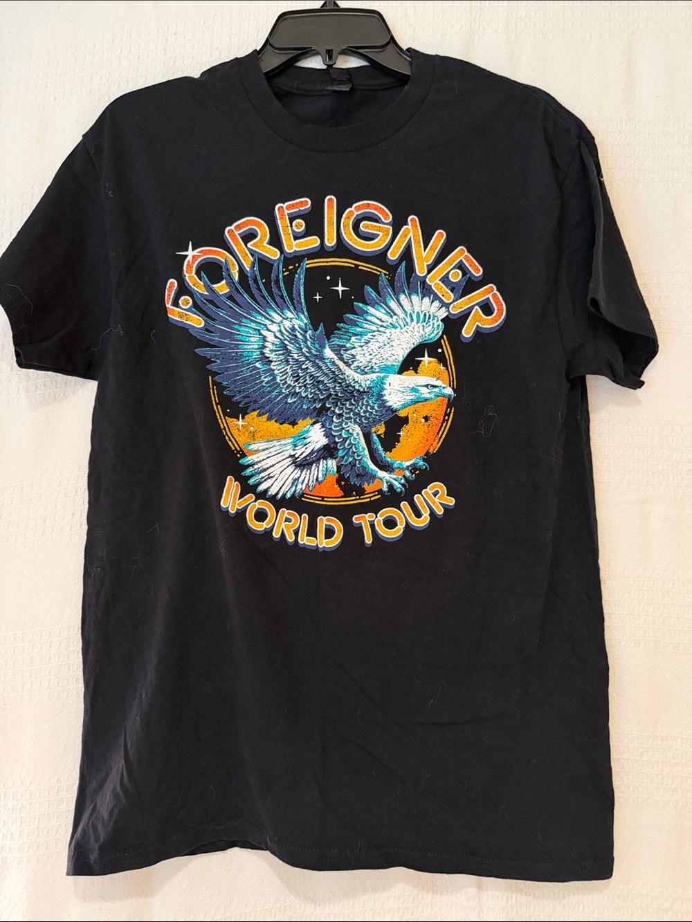 Black 'Foreigner World Tour' Graphic T-Shirt